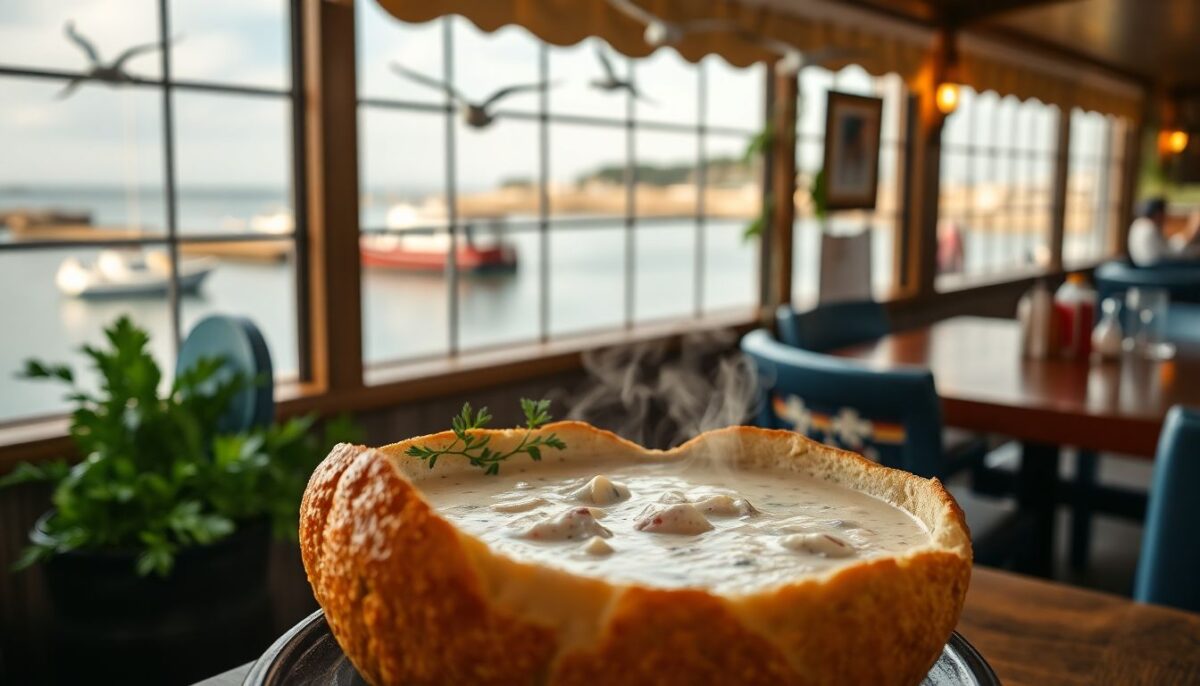 Savoring New England Clam Chowder in a Bread Bowl: A Coastal Culinary Delight